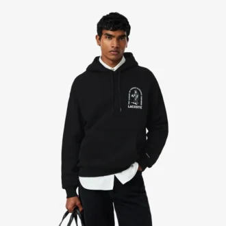 Bol Kesim Baskılı Kapüşonlu Sweatshirt