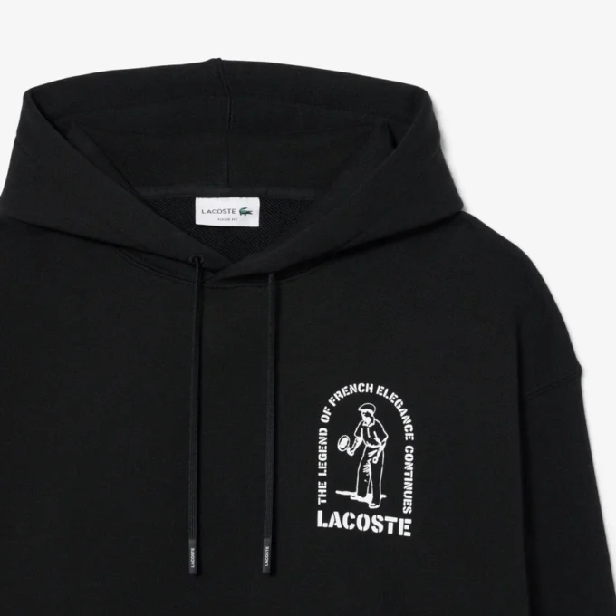 Bol Kesim Baskılı Kapüşonlu Sweatshirt