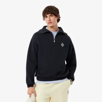Bol Kesim Fermuarlı Yaka Piqua Sweatshirt