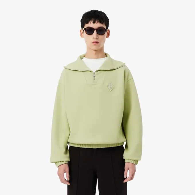 Bol Kesim Fermuarlı Yaka Piqua Sweatshirt