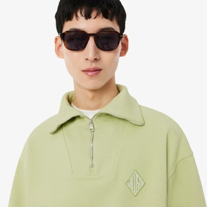 Bol Kesim Fermuarlı Yaka Piqua Sweatshirt
