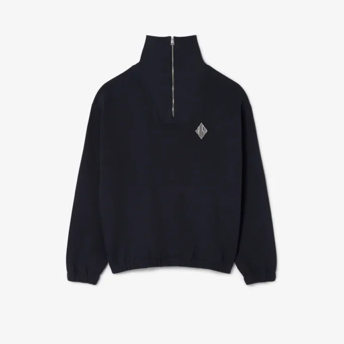 Bol Kesim Fermuarlı Yaka Piqua Sweatshirt