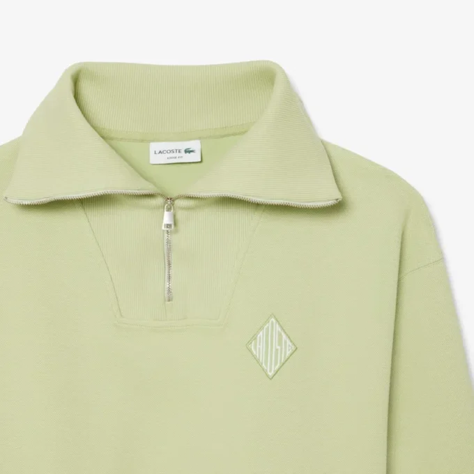 Bol Kesim Fermuarlı Yaka Piqua Sweatshirt