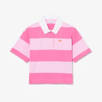 Büyük Boy Çizgili Pamuklu Rugby Polo Tişört