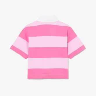 Büyük Boy Çizgili Pamuklu Rugby Polo Tişört