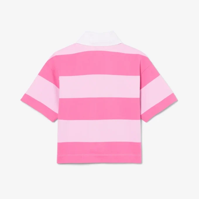 Büyük Boy Çizgili Pamuklu Rugby Polo Tişört