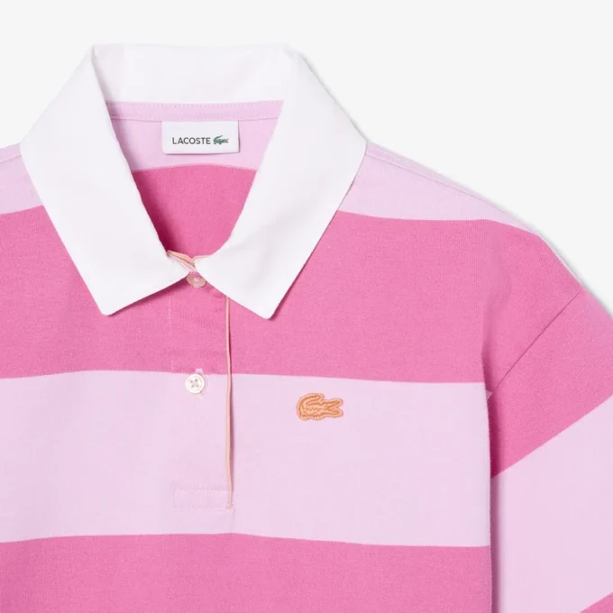 Büyük Boy Çizgili Pamuklu Rugby Polo Tişört