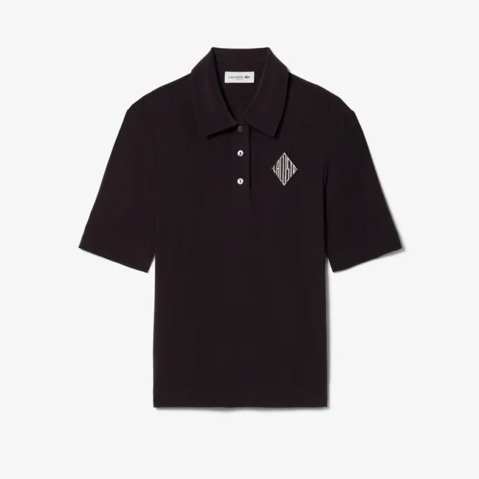 Dar Kesim Nakışlı Polo Tişört