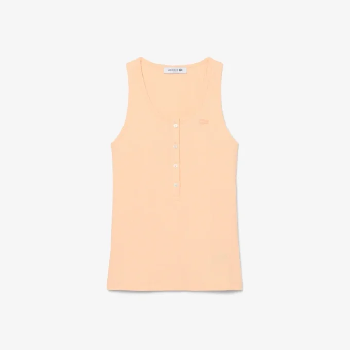 Dar Kesim Nervürlü Pamuklu Tank Top