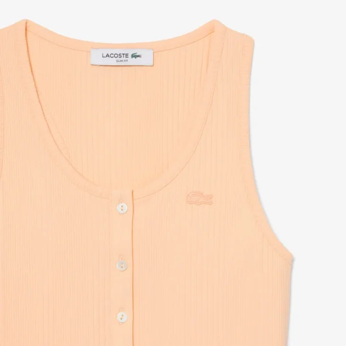 Dar Kesim Nervürlü Pamuklu Tank Top