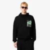 Erkek Baskılı Polar Kapüşonlu Sweatshirt