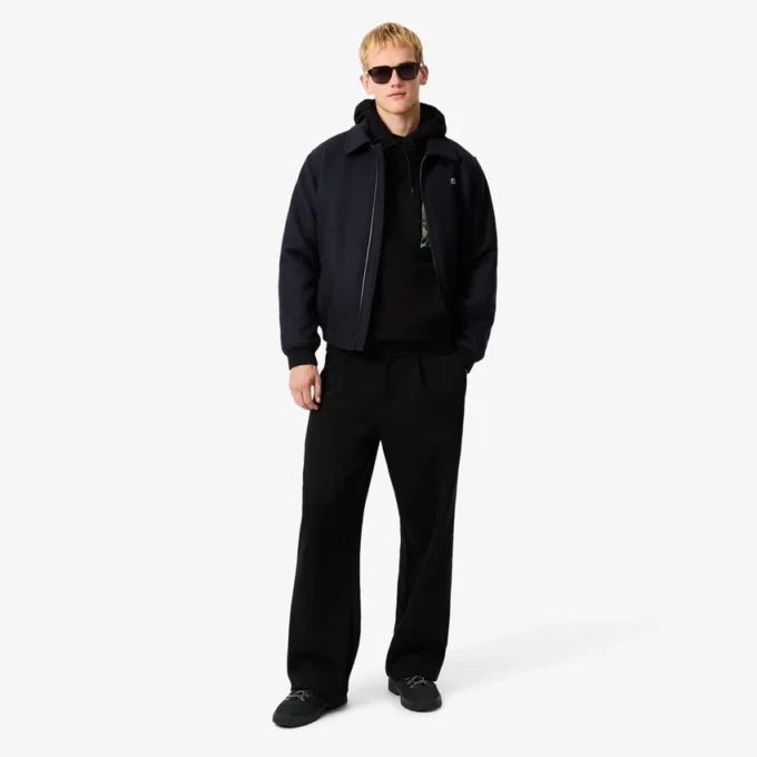 Erkek Baskılı Polar Kapüşonlu Sweatshirt