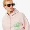 Erkek Baskılı Polar Kapüşonlu Sweatshirt