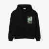 Erkek Baskılı Polar Kapüşonlu Sweatshirt