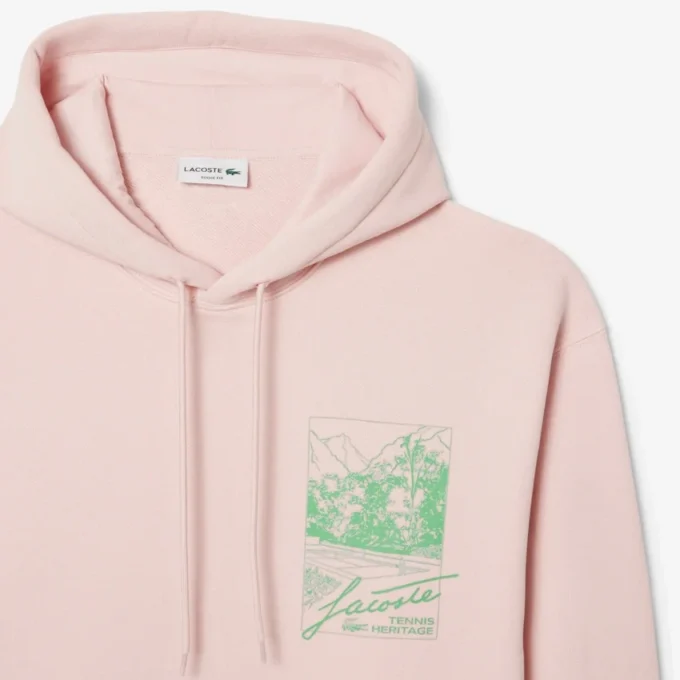 Erkek Baskılı Polar Kapüşonlu Sweatshirt