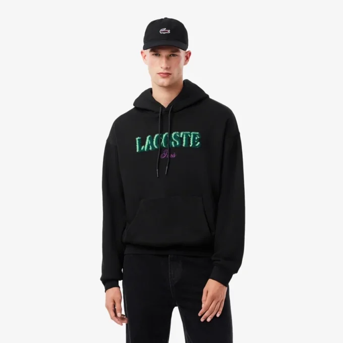 Erkek Bol Kesim Nakışlı Kapüşonlu Sweatshirt
