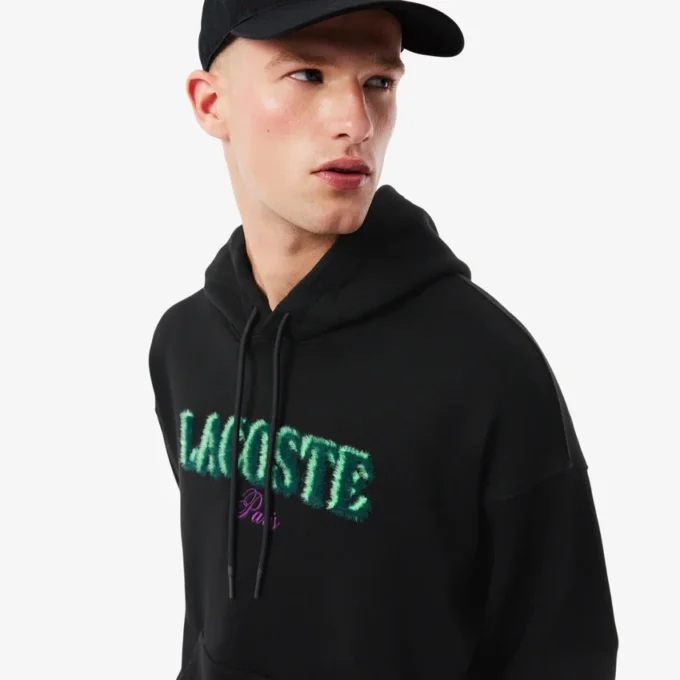 Erkek Bol Kesim Nakışlı Kapüşonlu Sweatshirt