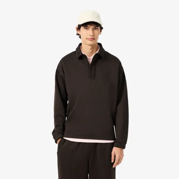 Erkek Bol Kesim Polar Polo Tişört Sweatshirt