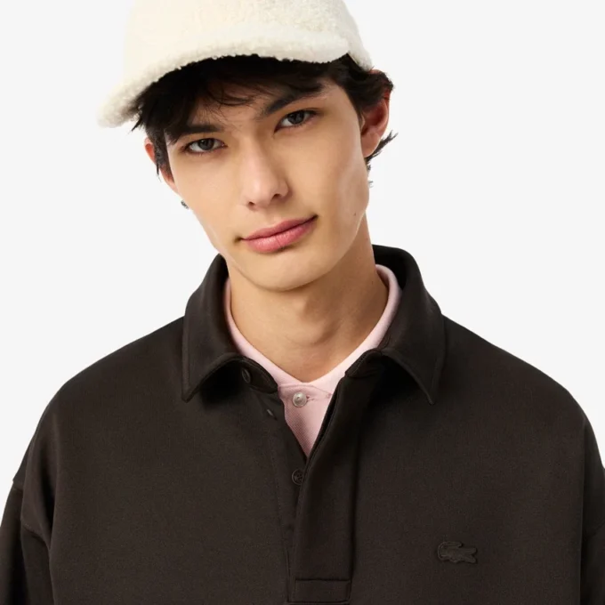 Erkek Bol Kesim Polar Polo Tişört Sweatshirt