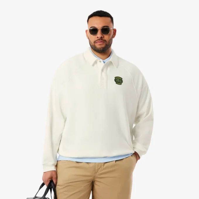 Erkek Bol Kesim Polo Tişört Yakalı Polar Sweatshirt