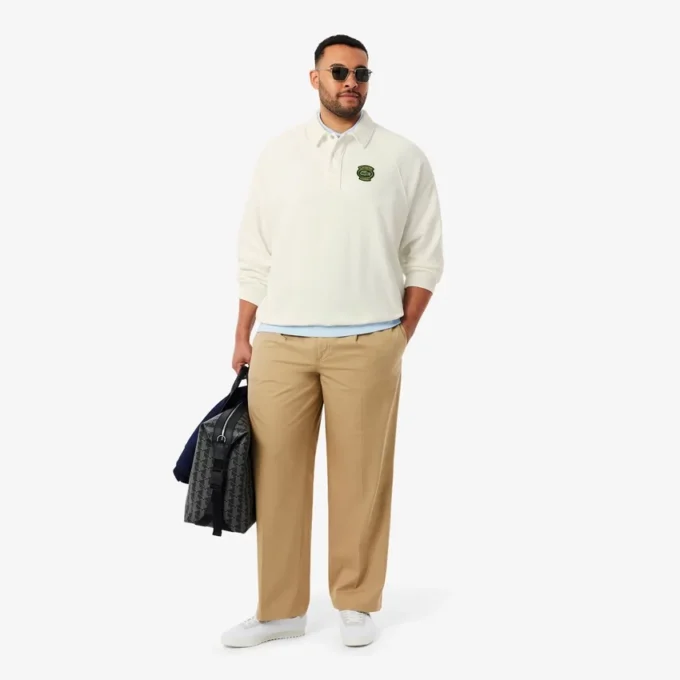 Erkek Bol Kesim Polo Tişört Yakalı Polar Sweatshirt