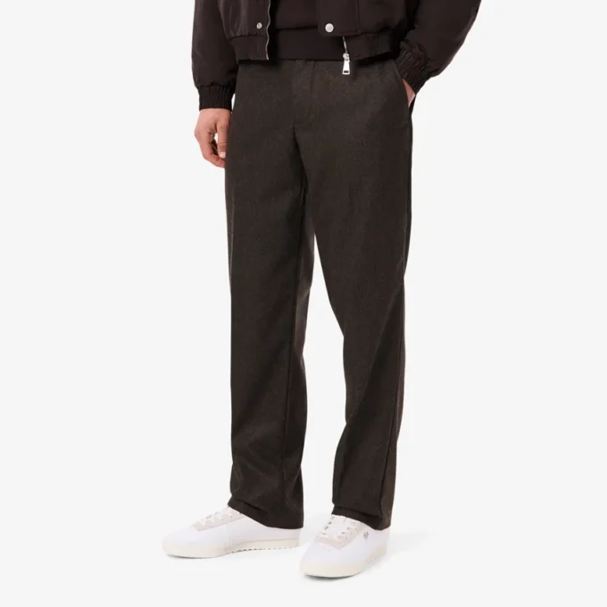 Erkek Düz Kesim Chevron Yün Pantolon