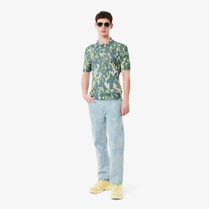 Erkek Düz Kesim Desenli Denim Kot Pantolon