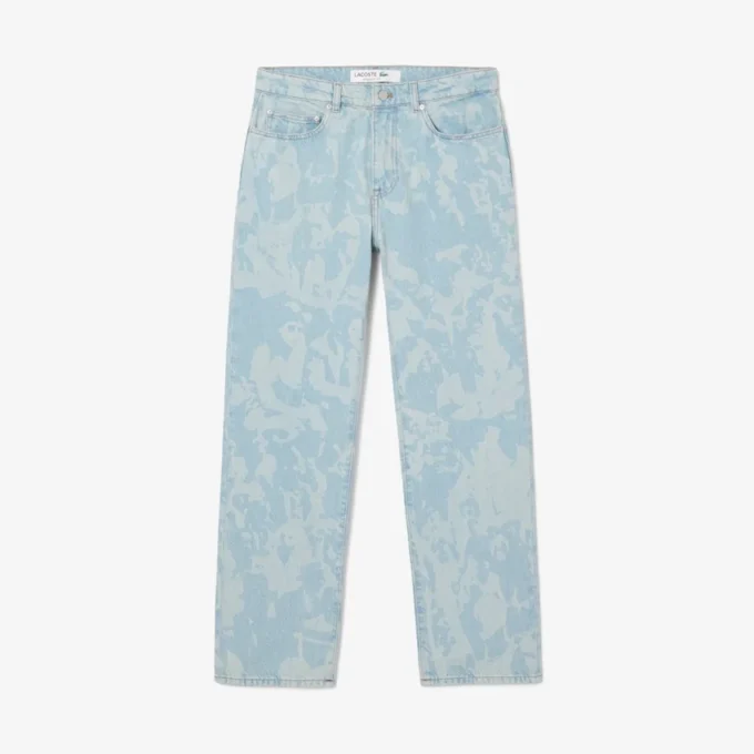 Erkek Düz Kesim Desenli Denim Kot Pantolon