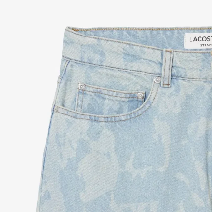 Erkek Düz Kesim Desenli Denim Kot Pantolon