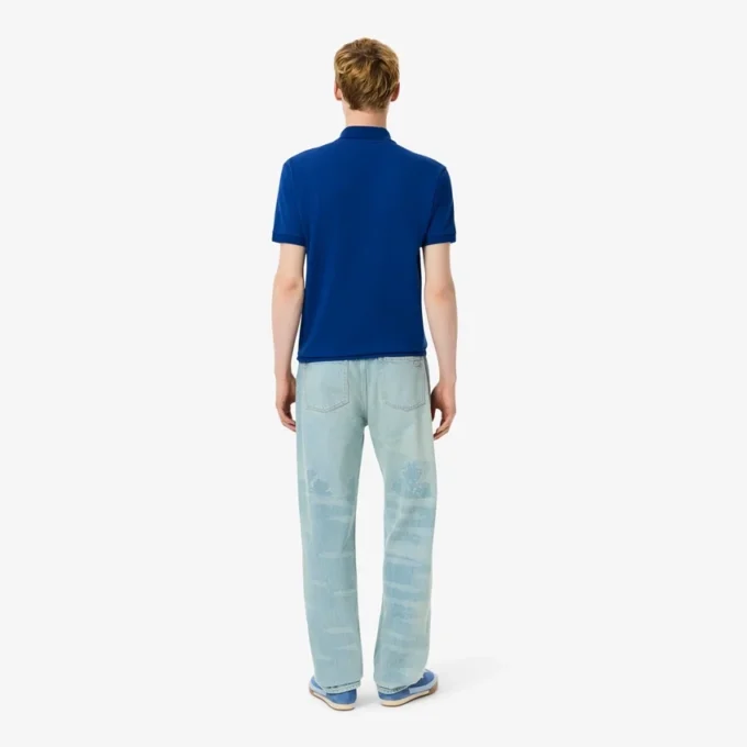 Erkek Düz Kesim Manzara Motifli Denim Kot Pantolon
