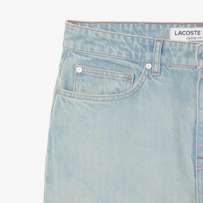Erkek Düz Kesim Manzara Motifli Denim Kot Pantolon