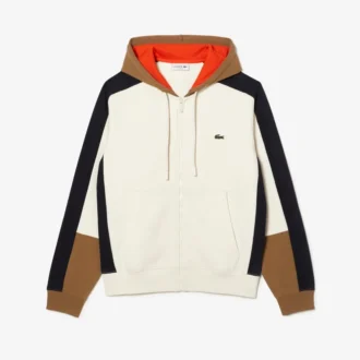 Erkek Fermuarlı Renk Bloklu Kapüşonlu Sweatshirt