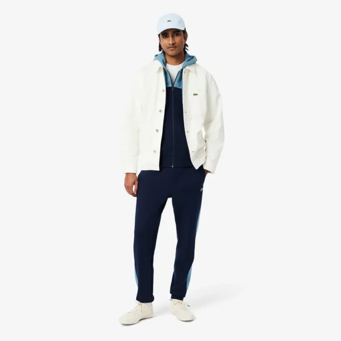 Erkek Fermuarlı Renk Bloklu Kapüşonlu Sweatshirt