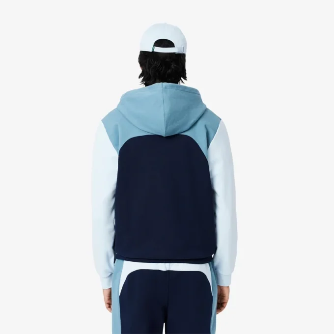 Erkek Fermuarlı Renk Bloklu Kapüşonlu Sweatshirt