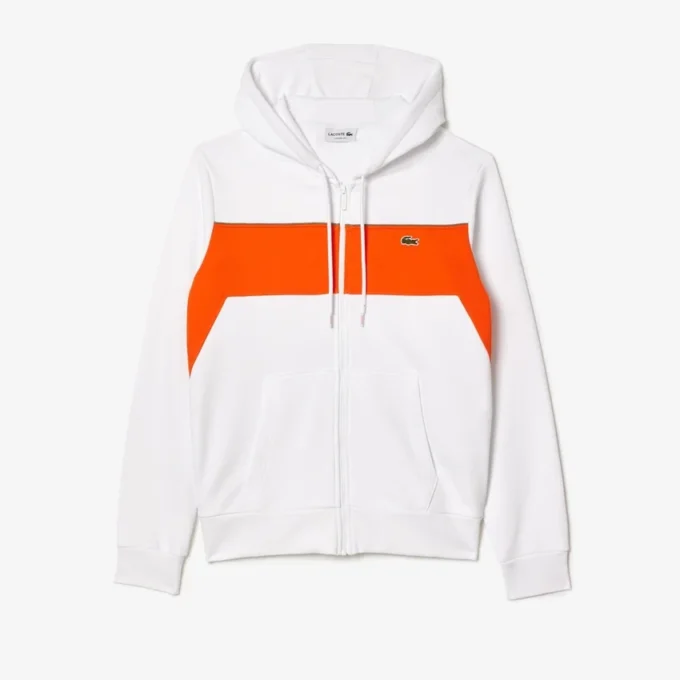 Erkek Fermuarlı Renk Bloklu Kapüşonlu Sweatshirt