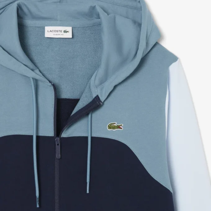 Erkek Fermuarlı Renk Bloklu Kapüşonlu Sweatshirt