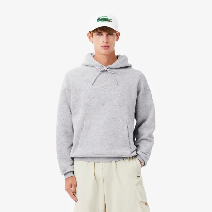 Erkek Geniş Kesim Baskılı Kapüşonlu Sweatshirt