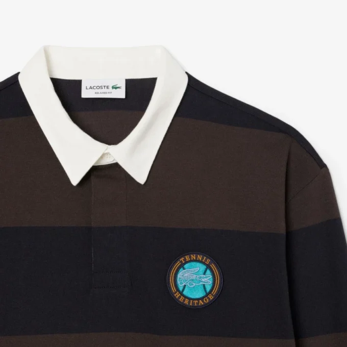 Erkek Gevşek Kesim Çizgili Rugby Polo Tişört