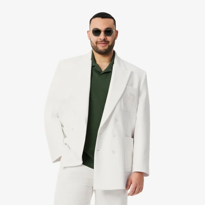 Erkek Çift Düğmeli Nakışlı Heritage Rozetli Blazer