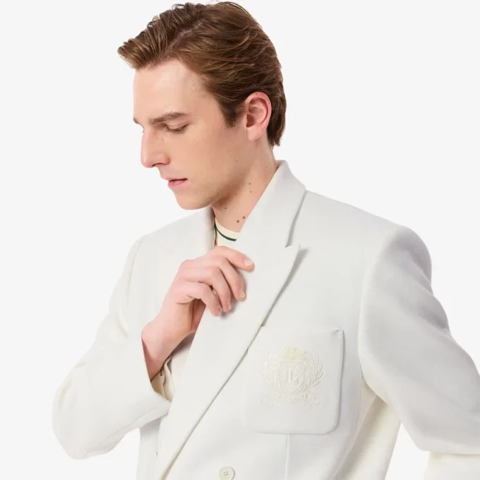 Erkek Çift Düğmeli Nakışlı Heritage Rozetli Blazer