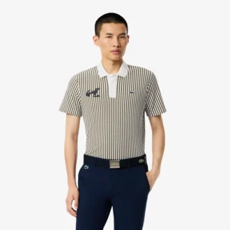 Erkek Isı Düzenleyici Çizgili Golf Polo Tişört