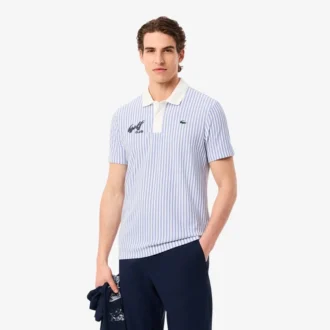 Erkek Isı Düzenleyici Çizgili Golf Polo Tişört