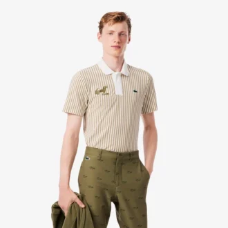 Erkek Isı Düzenleyici Çizgili Golf Polo Tişört