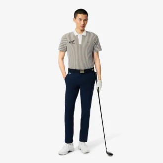 Erkek Isı Düzenleyici Çizgili Golf Polo Tişört