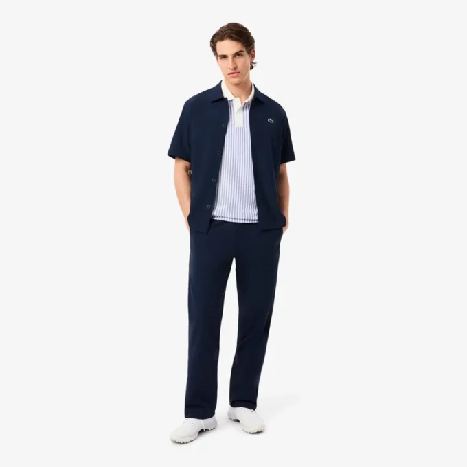 Erkek Isı Düzenleyici Çizgili Golf Polo Tişört