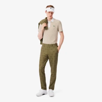 Erkek Isı Düzenleyici Çizgili Golf Polo Tişört