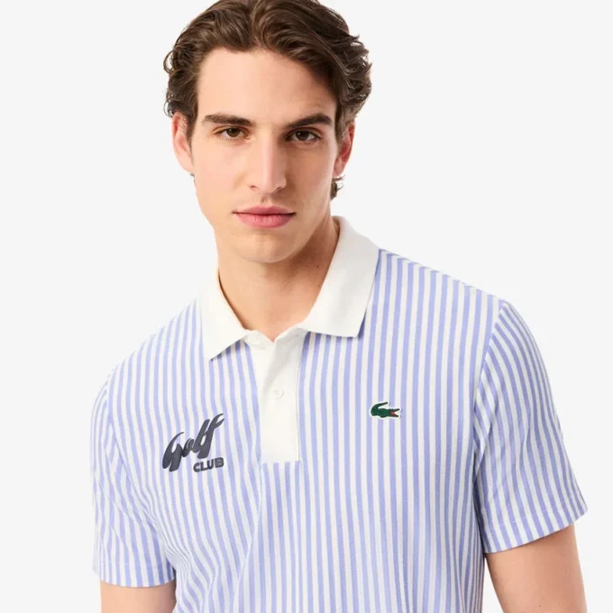 Erkek Isı Düzenleyici Çizgili Golf Polo Tişört