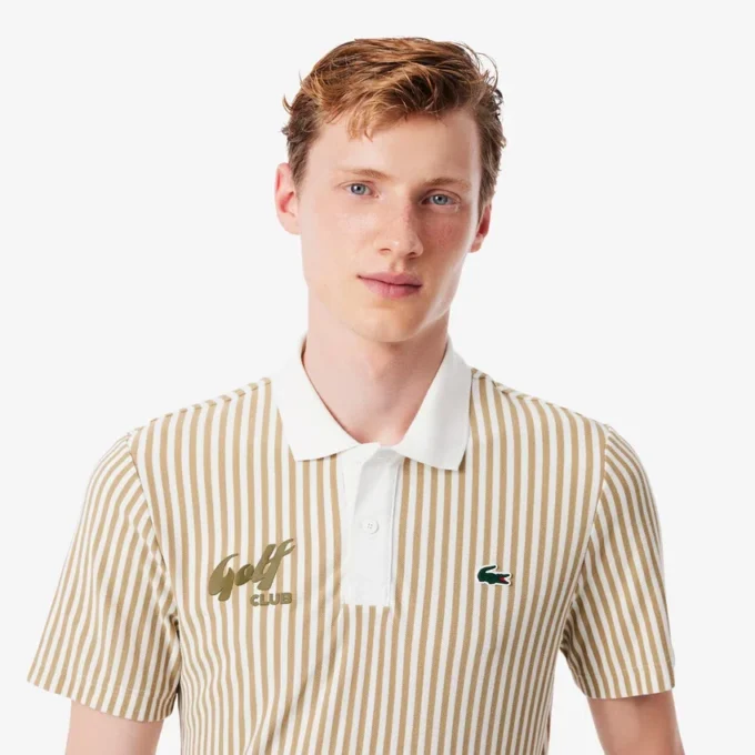 Erkek Isı Düzenleyici Çizgili Golf Polo Tişört