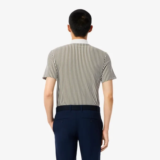 Erkek Isı Düzenleyici Çizgili Golf Polo Tişört