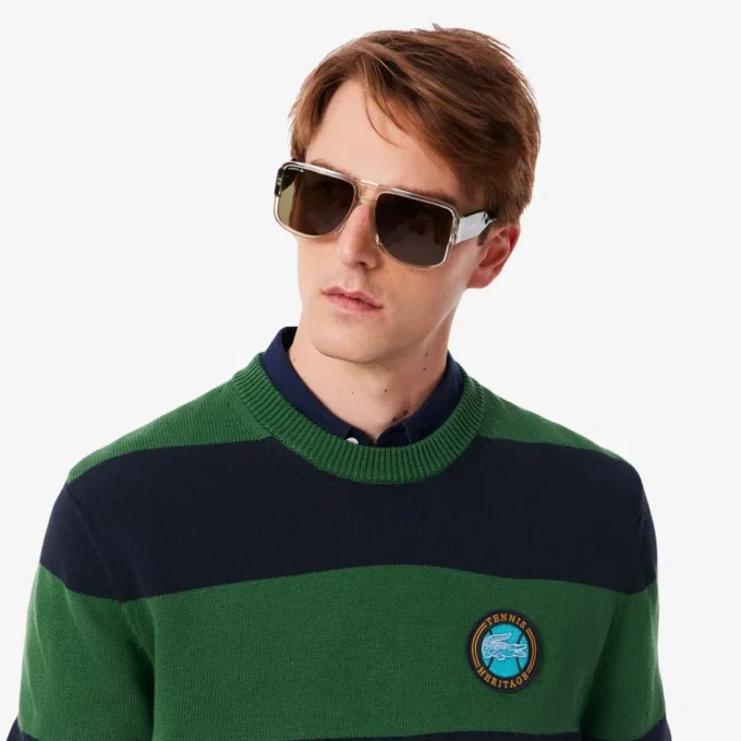 Erkek Çizgili Pamuklu Jersey Kazak